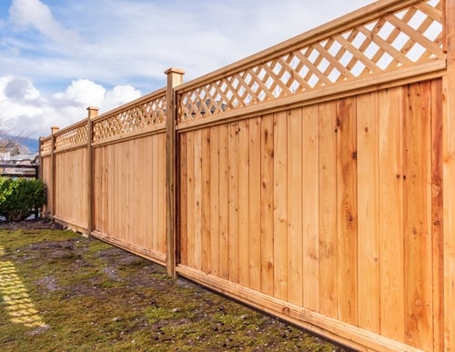 Fence,Built,From,Wood.,Outdoor,Landscape.,Security,And,Privacy,Concept. Cedar Wood Fence in Pewaukee, WI