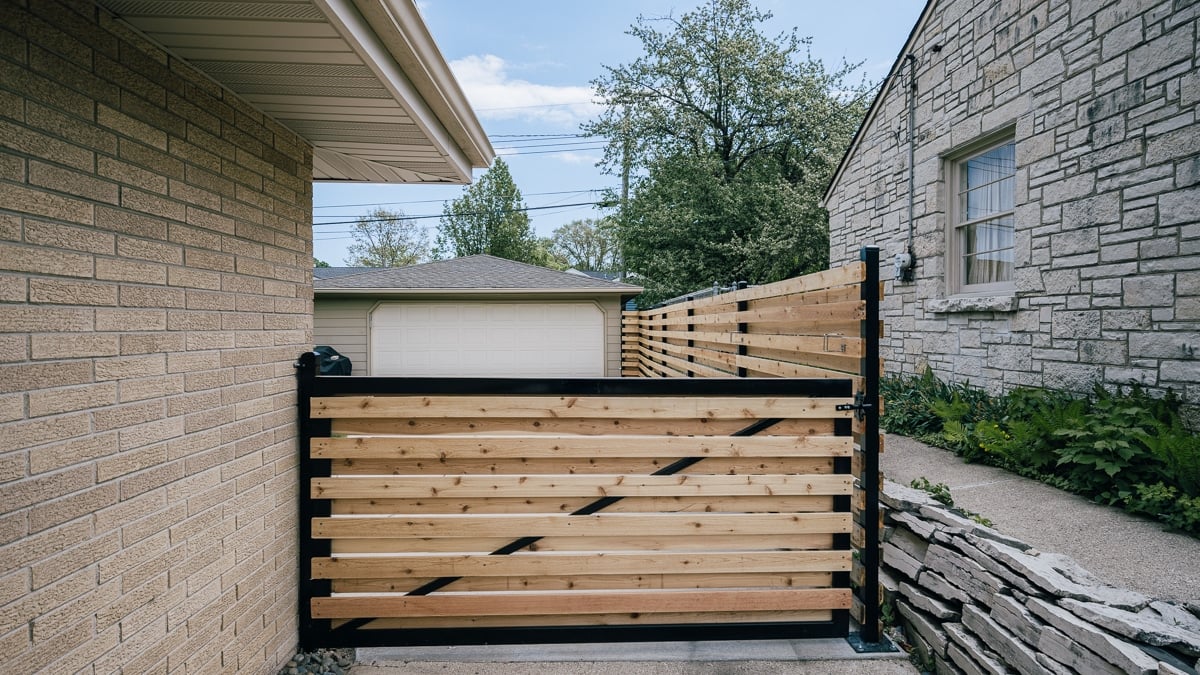 Custom Wood Driveway Gate w/ Steel Frame